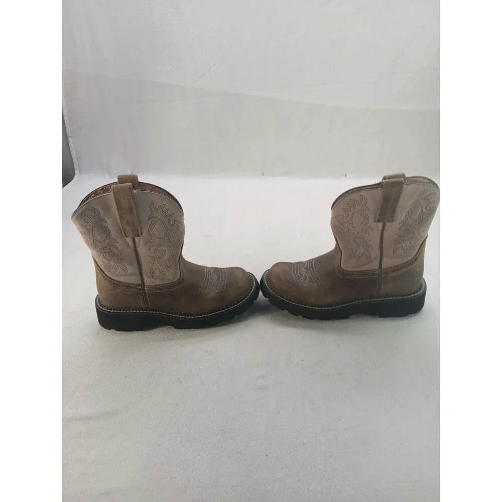 Ariat Fatbaby Womens 6B Western Cowgirl Boots White Brown Leather Lug Sole